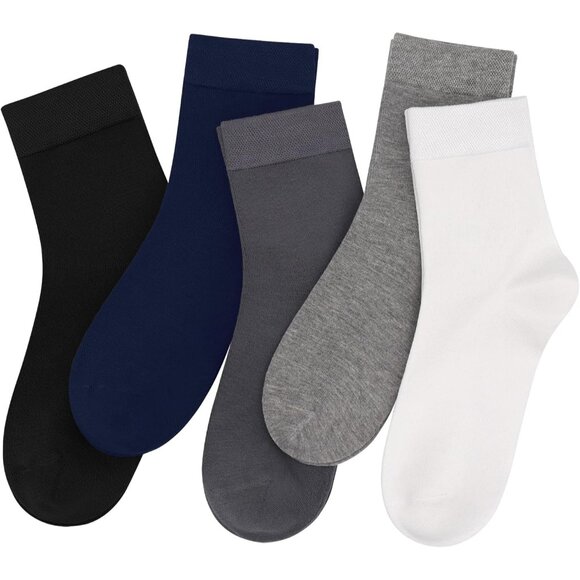 Women 5 Pairs Assorted6 Crew Thin Ankle Height Anti Odor Soft Ankle Socks - Picture 1 of 6